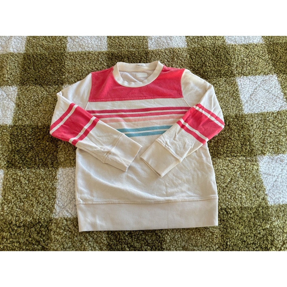 Mother Denim The Square Sweatshirt XS Striped French Terry Pullover Off White
